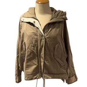 ZARA green boxy wide cut water resistant anorak jacket - size xs (generous)